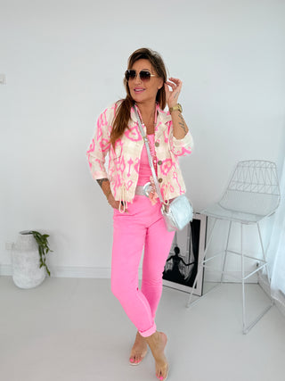 Leinen Jacke in Beige-Pink mit gold schimmerndem Garn - Levelone GmbH & Co. KG