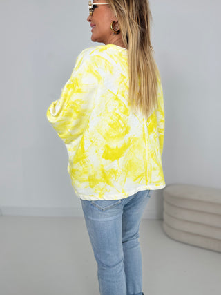 Sweater Weiss-Neongelb