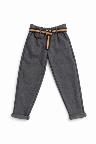 Stoffhose in Grau mit Gürtel
