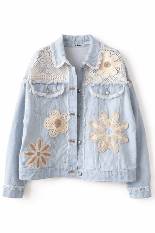 Jeansjacke Hellblau Stickereien