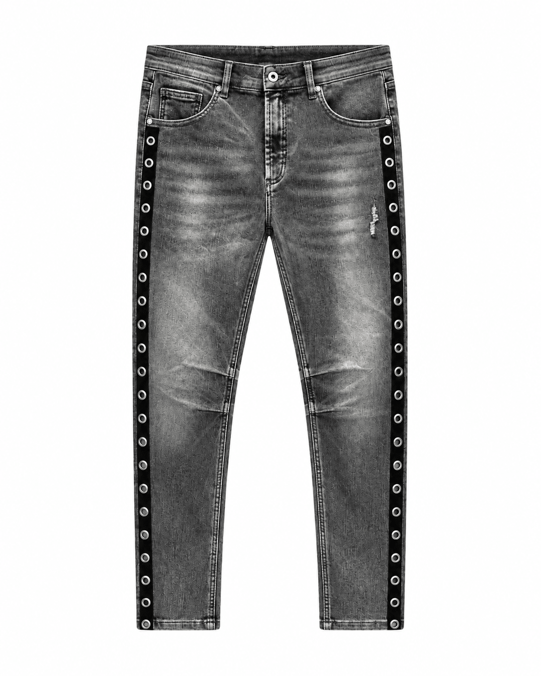 Jeans Stretchhose mit dekorativen Ösen seitlich an den Hosenbeinen - Levelone GmbH & Co. KG