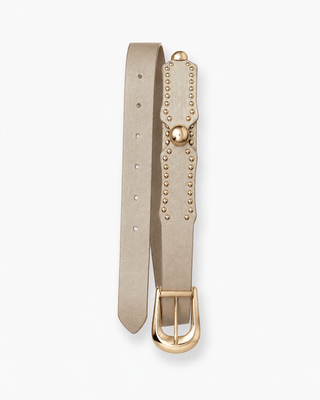 Gürtel in Beige mit abgerundeten, goldenen Nieten