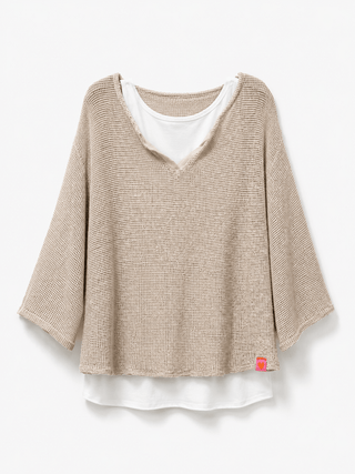 Häkelpullover in Beige incl. Top
