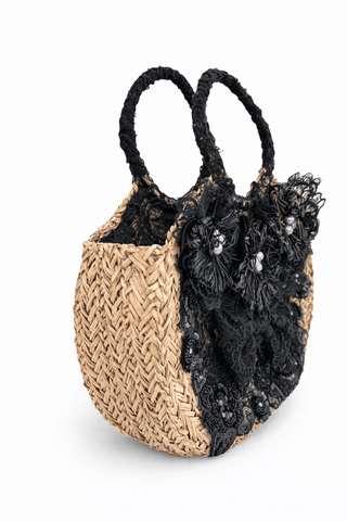 Korbtasche Schwarz / Beige