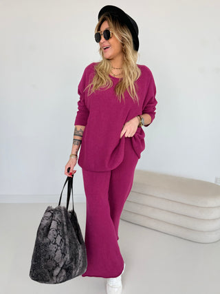 zweiteiler-burgund-strickhose-strickpullover-damen-levelone