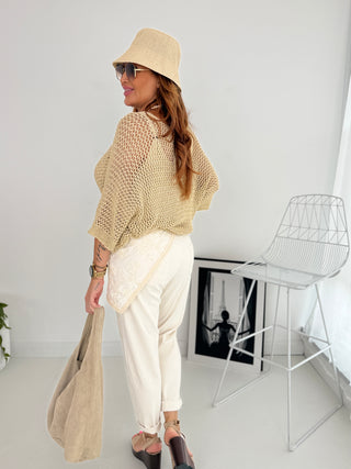 Häkelshirt in Gold für Damen in Einheitsgröße 36-42 - Levelone GmbH & Co. KG