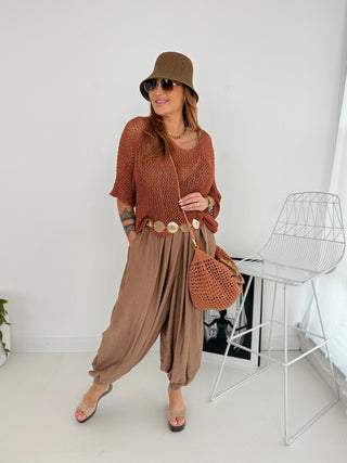 Häkelshirt in Bronze für Damen in Einheitsgröße 36-42 - Levelone GmbH & Co. KG