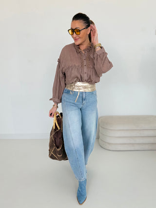 Rüschenbluse Braun-damen-levelone