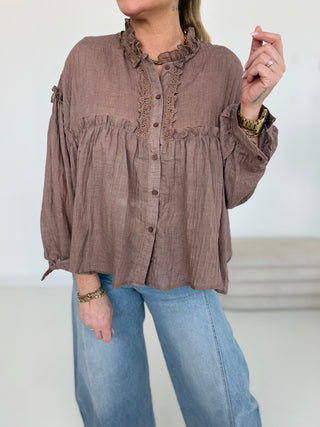 Rüschenbluse Braun-damen-levelone
