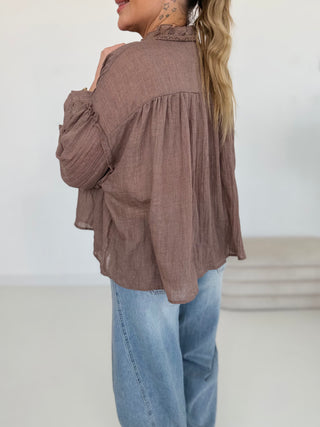 Rüschenbluse Braun-damen-levelone
