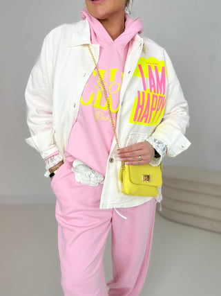 Jeansjacke in Weiss mit Print