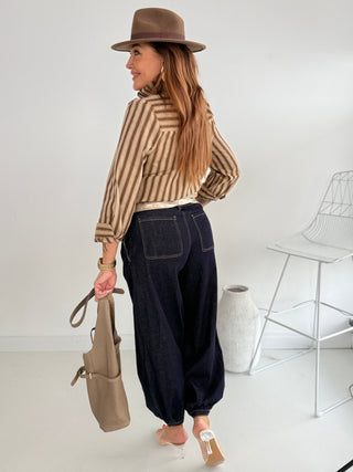 Ballon Jeanshose in Dunkelblau für Damen in Einheitsgrößen 36-42 - Levelone GmbH & Co. KG