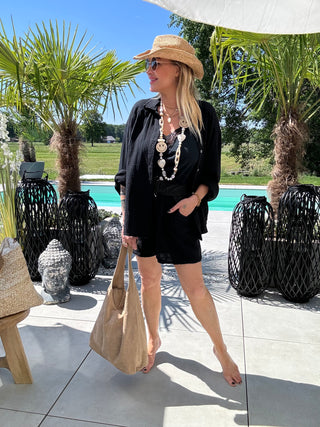 Musselin Hemd-schwarz-damen-einheitsgröße-levelone