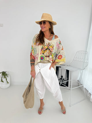 Feinstrick T-Shirt mehrfarbig | Damen OS 36-42 | Levelone