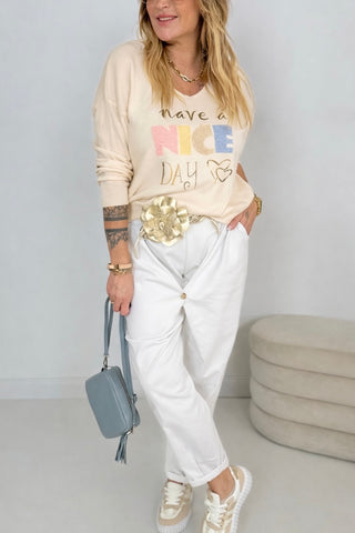 Feinstrickpullover in Beige