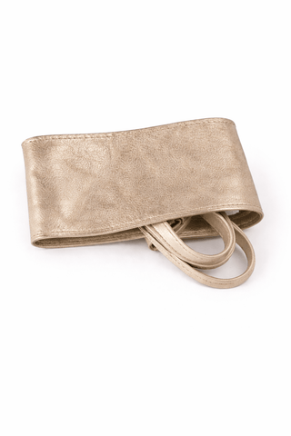 Leder Bindegürtel in Gold
