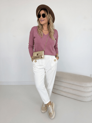 Feinstrickpullover in Altrosa