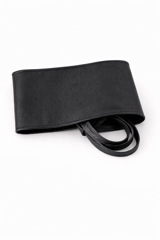 Leder Bindegürtel in Schwarz