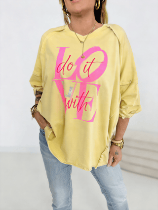 Langarmshirt in Gelb mit Print vorne