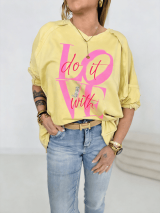 Langarmshirt in Gelb mit Print vorne